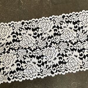 3 yards black & white stretch lace embroidered floral apparel fabric trim